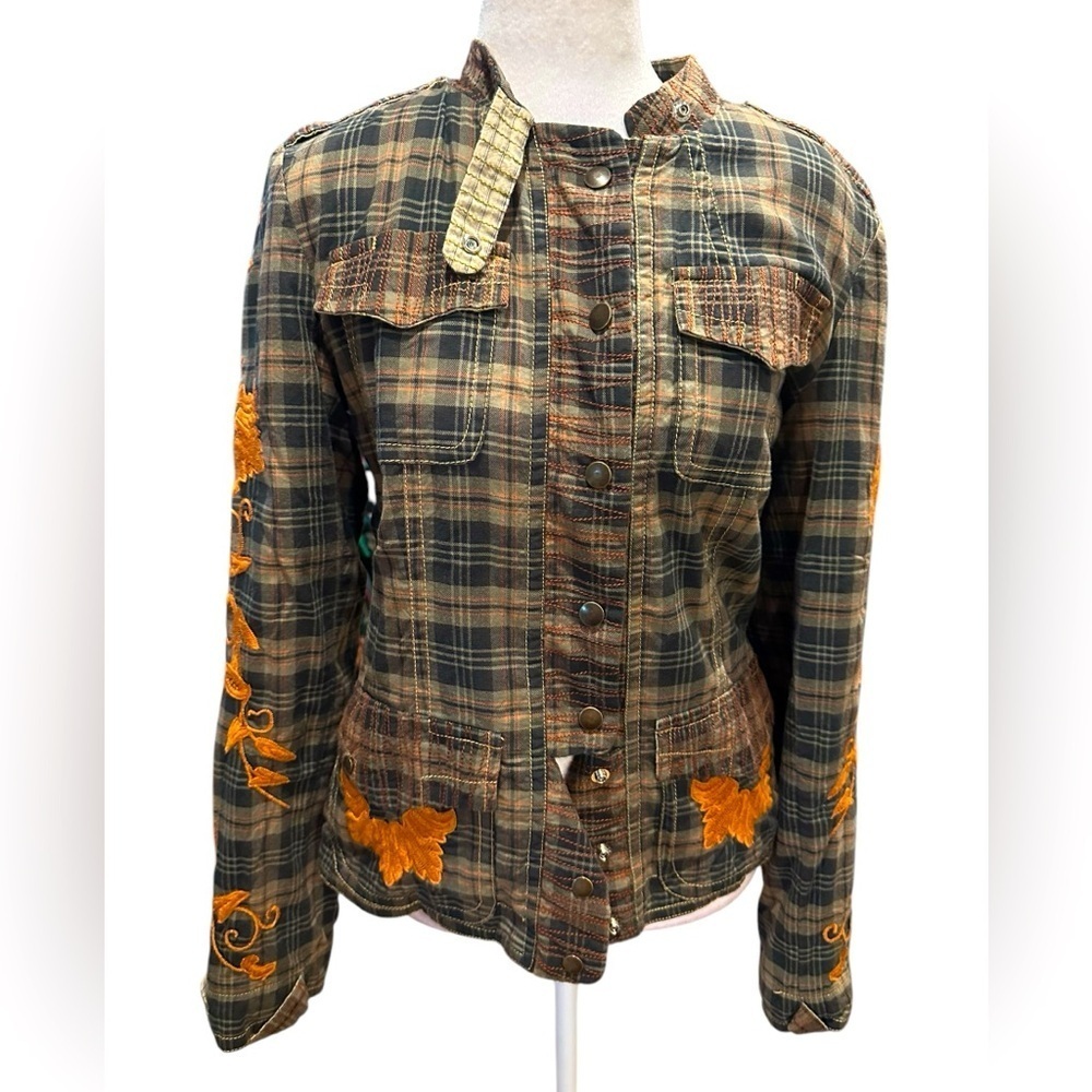 Biya Plaid Jacket with Orange Embroidery size S